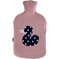 Wärmflasche aus Naturkautschuk mit Strickbezug 2l Ente