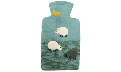 Wärmeflasche Klassik mit Filzbezug Schafe