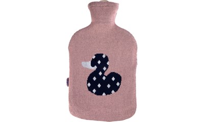 Wärmflasche aus Naturkautschuk mit Strickbezug 2l Ente