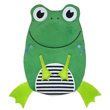 Kinder Öko-Wärmflasche Frosch Veloursbezug