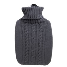 Wärmeflasche mit Strickbezug dunkelgrau