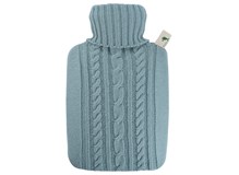 Wärmeflasche mit Strickbezug pastell-blau